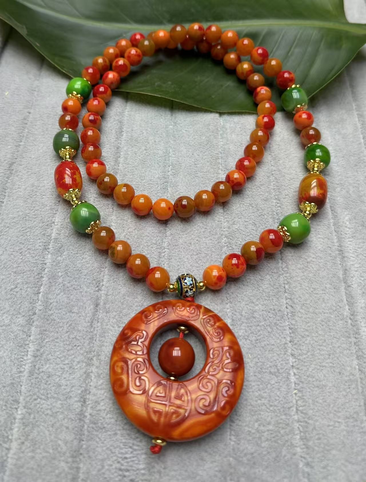 （一步登顶）A571 至纯凤凰胆晶血毛衣链 多样性发其一