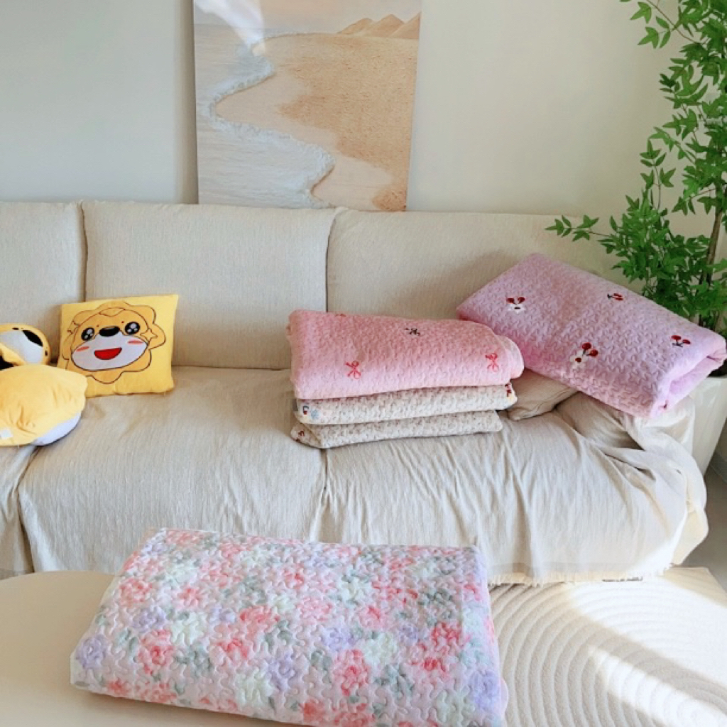 熊猫猫  床盖 定制加大秋冬牛奶绒床盖无静电保暖可机洗