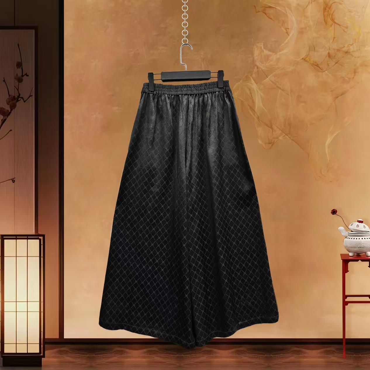 【佳鑫香云纱】桑蚕丝重锻提花阔腿休闲裤LBF-668396垂感丽人大气