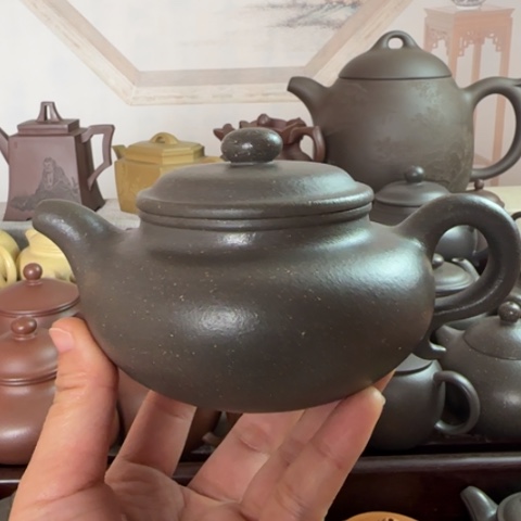 紫砂茶壶梨皮天青泥250cc