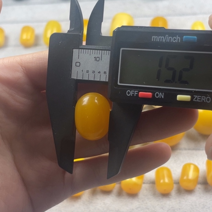 蜜蜡裸石未镶嵌优化蜜蜡桶珠15*20mm尺寸单颗黄蜜款