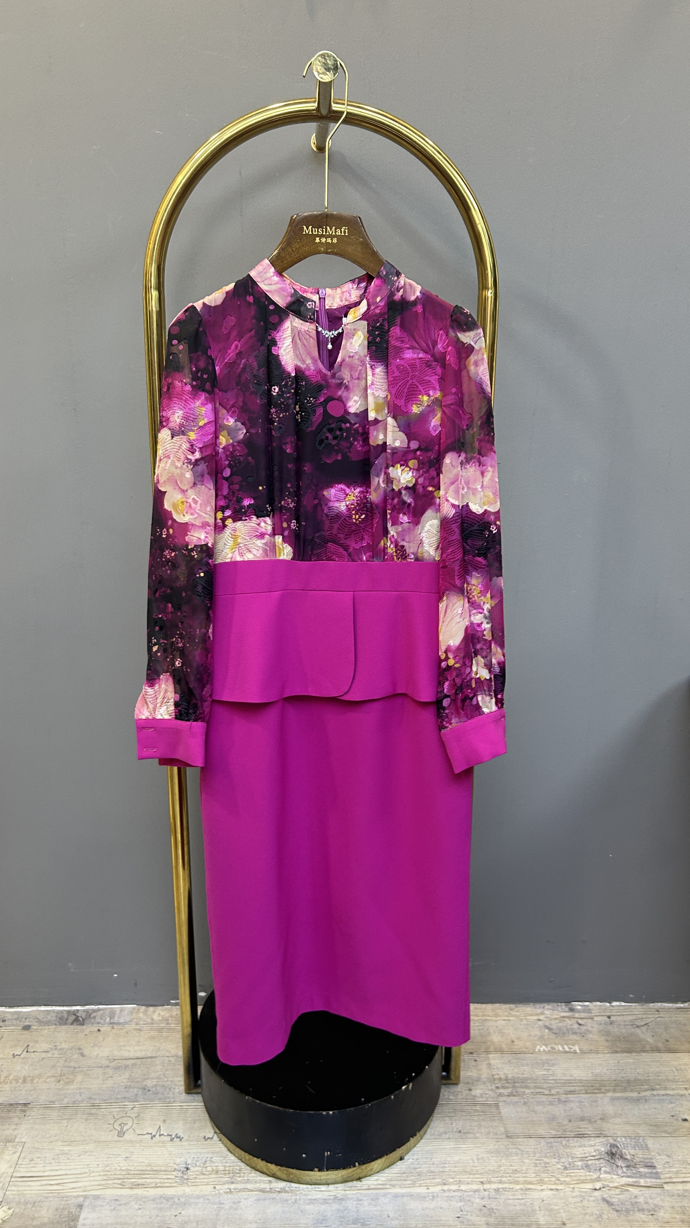 381 成熟韵味气质淑女纯色高级精致连衣裙名媛裙子