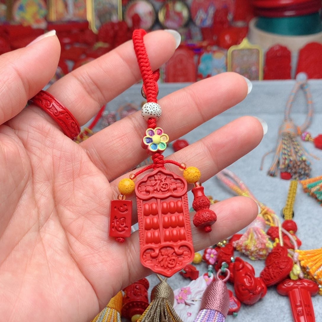 天然辰砂工艺品朱砂钥匙扣