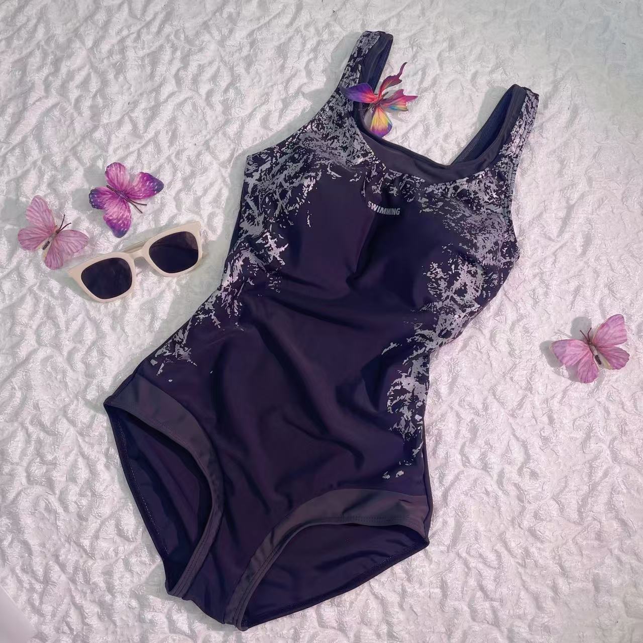 {黑色荆棘}三角连体竞速泳衣