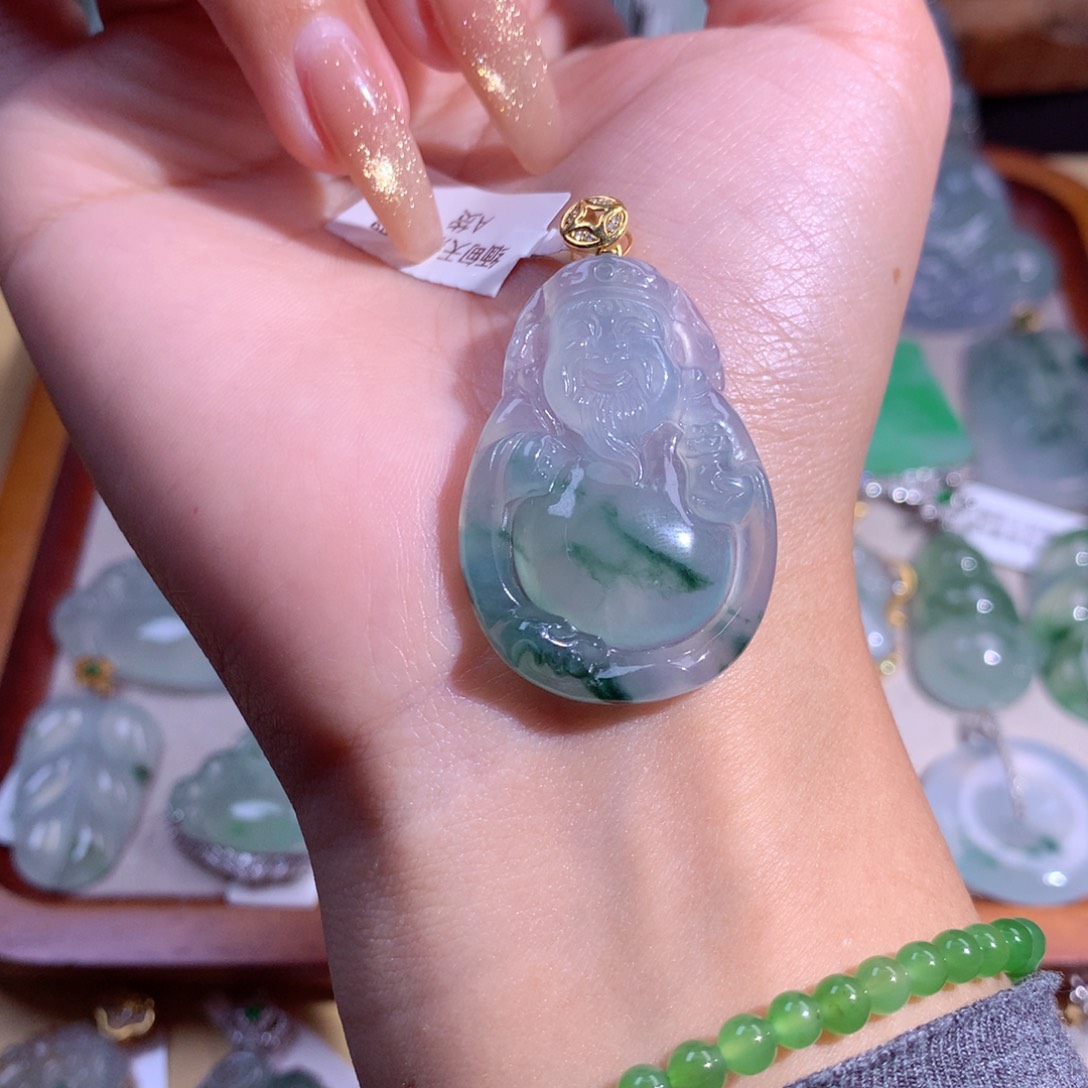 翡翠吊坠(不含链)18K金镶嵌