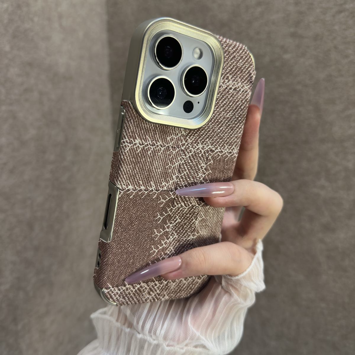 高颜值电镀牛仔适用苹果16promax手机壳15/14/13全包防摔小众女款