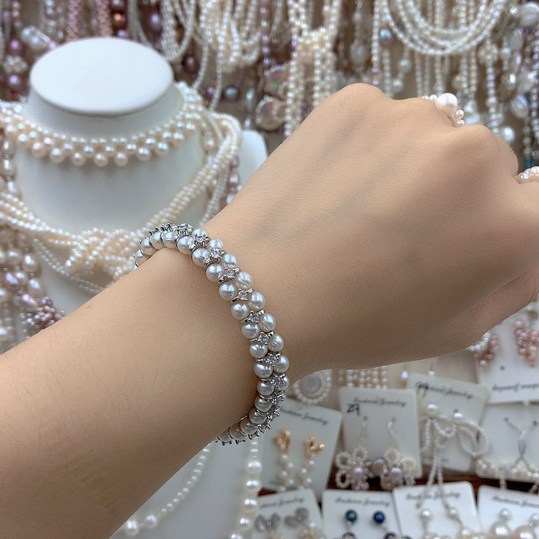 耳饰银S925镶嵌淡水珍珠