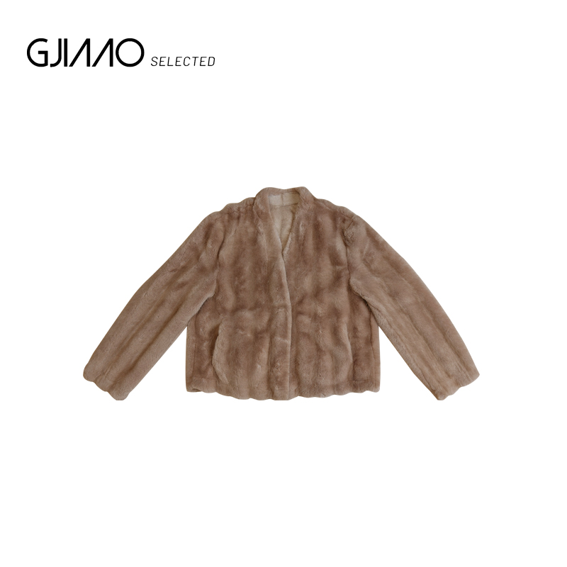 588157 三色V领毛毛外套