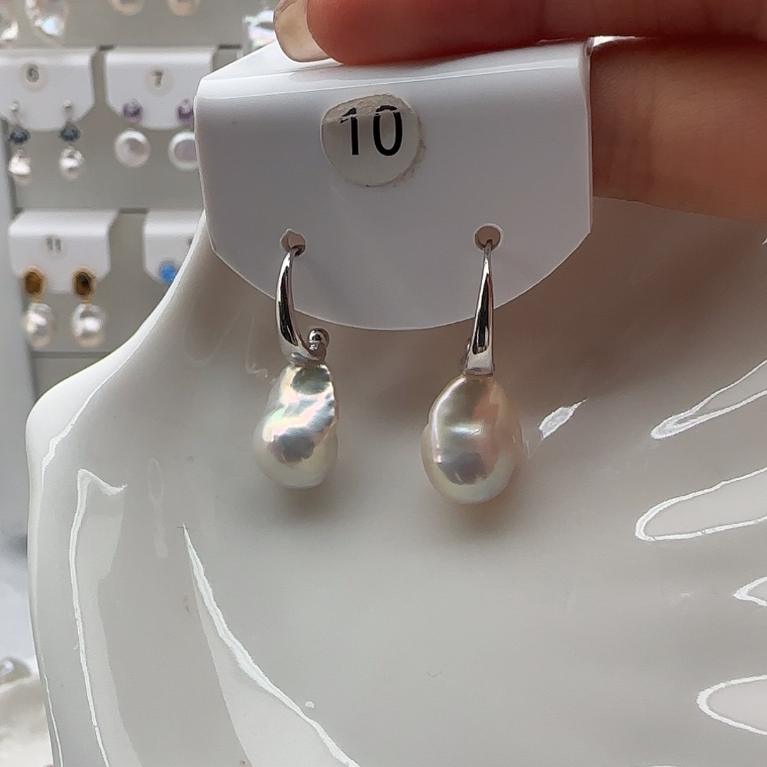 银S925镶嵌耳饰淡水珍珠