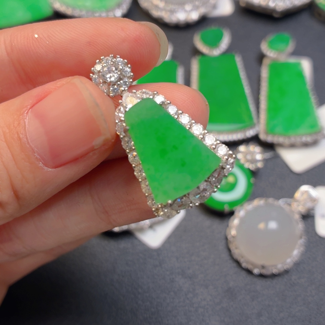 翡翠银S925镶嵌吊坠(不含链)