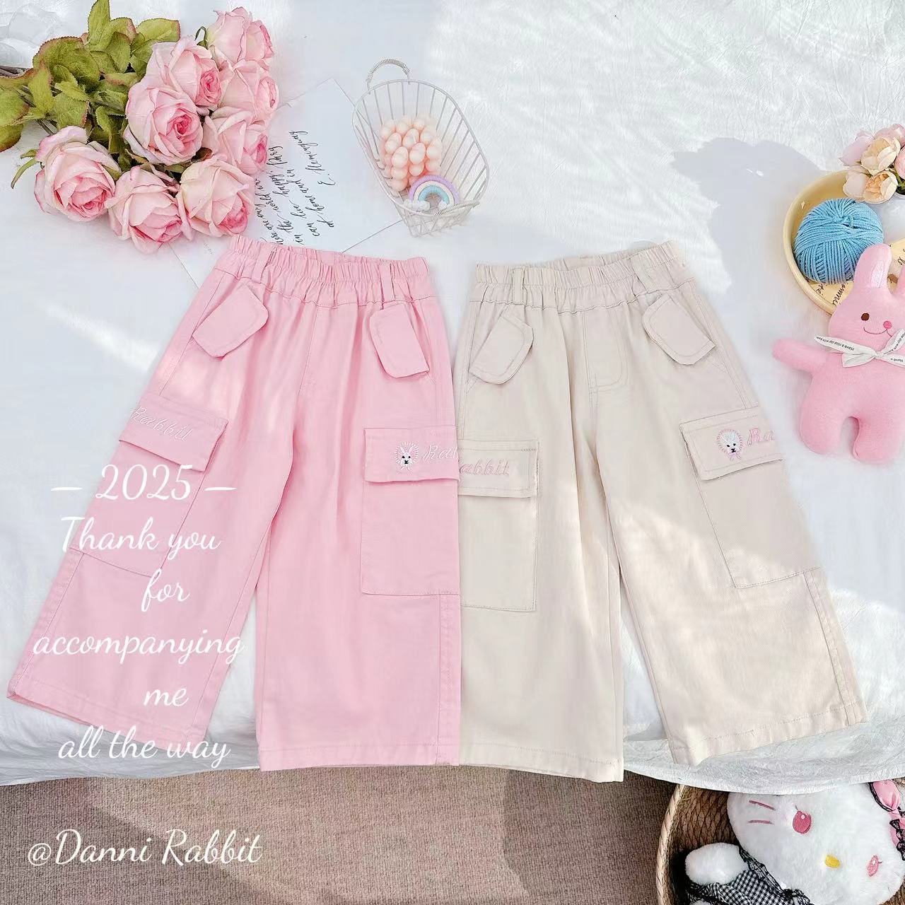 【Dannirabbit】*Rabbit兔子刺绣—潮酷风百搭口袋工装裤*D-A202