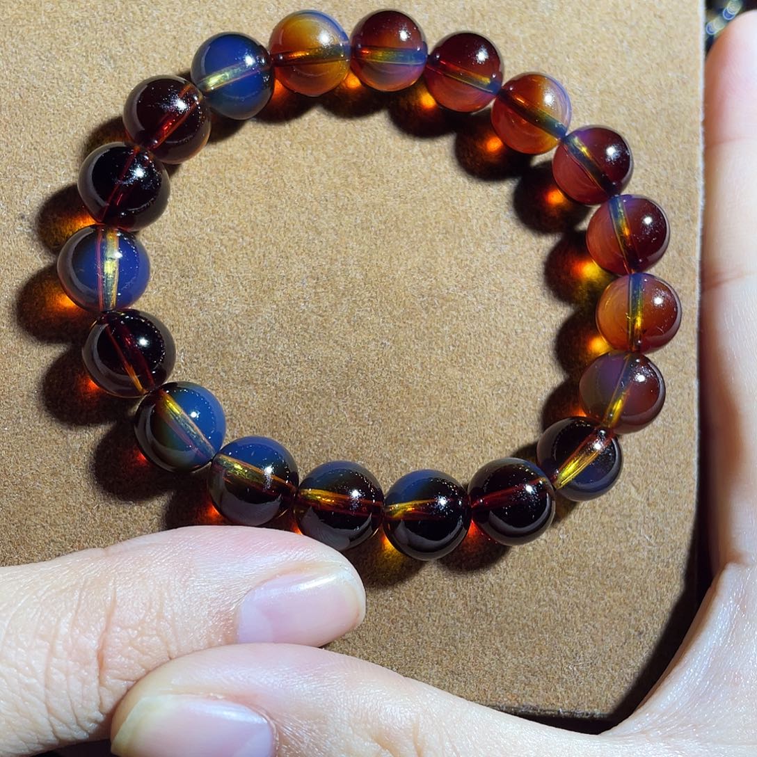 蓝珀未镶嵌裸石红蓝10加净水毕业品质