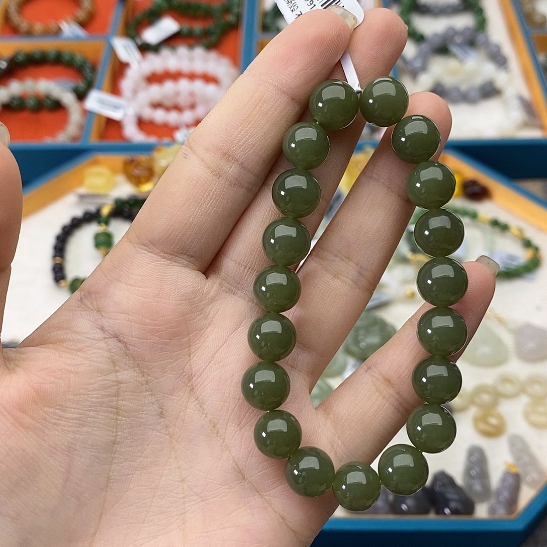 和田玉未镶嵌手链w18青黄口10mm推荐