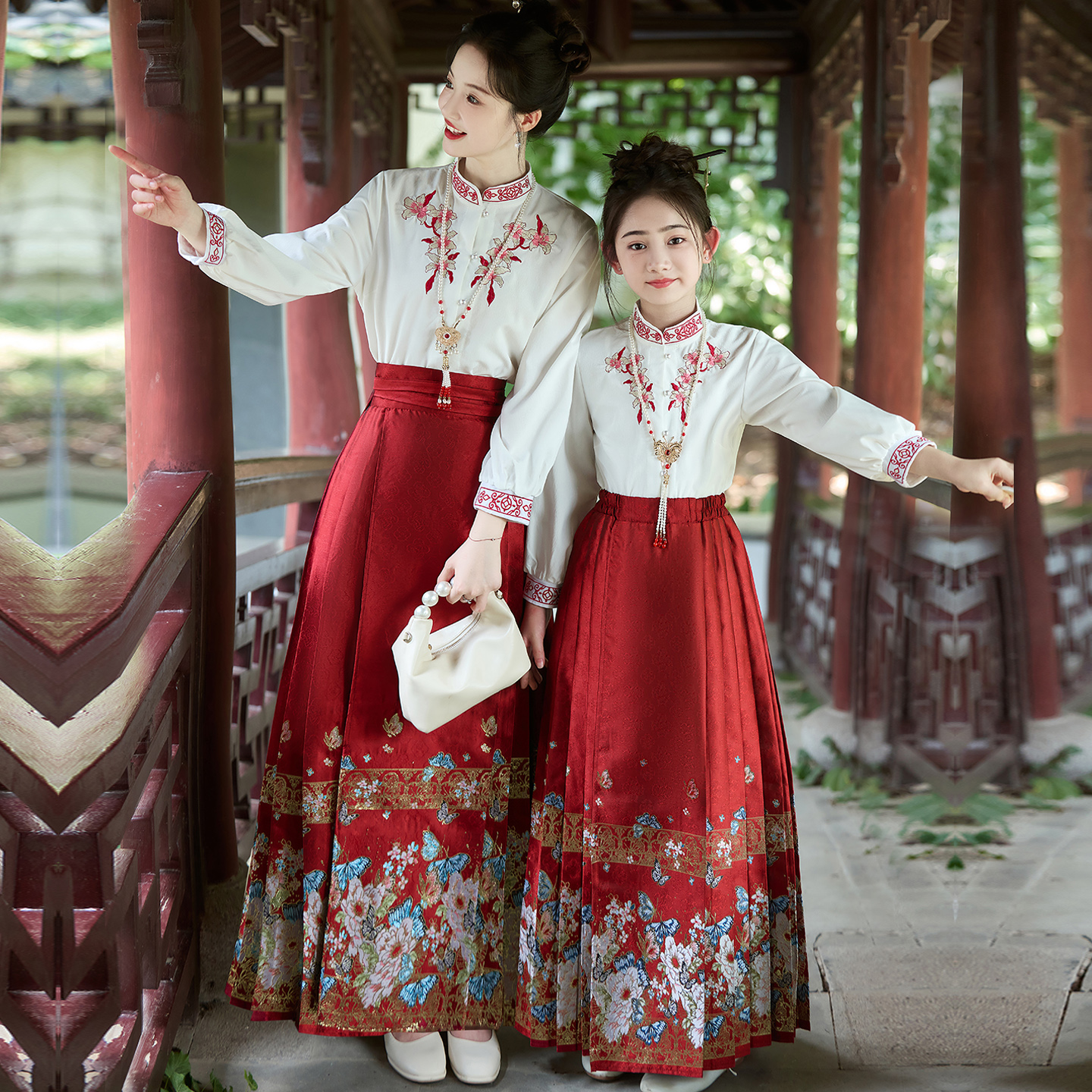 【忆江南】冬季国风亲子加厚明制汉服外套新年礼服女童马甲马面裙-8