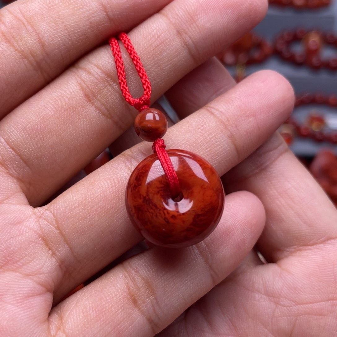 南红玛瑙未镶嵌珠宝奇石平安扣吊坠