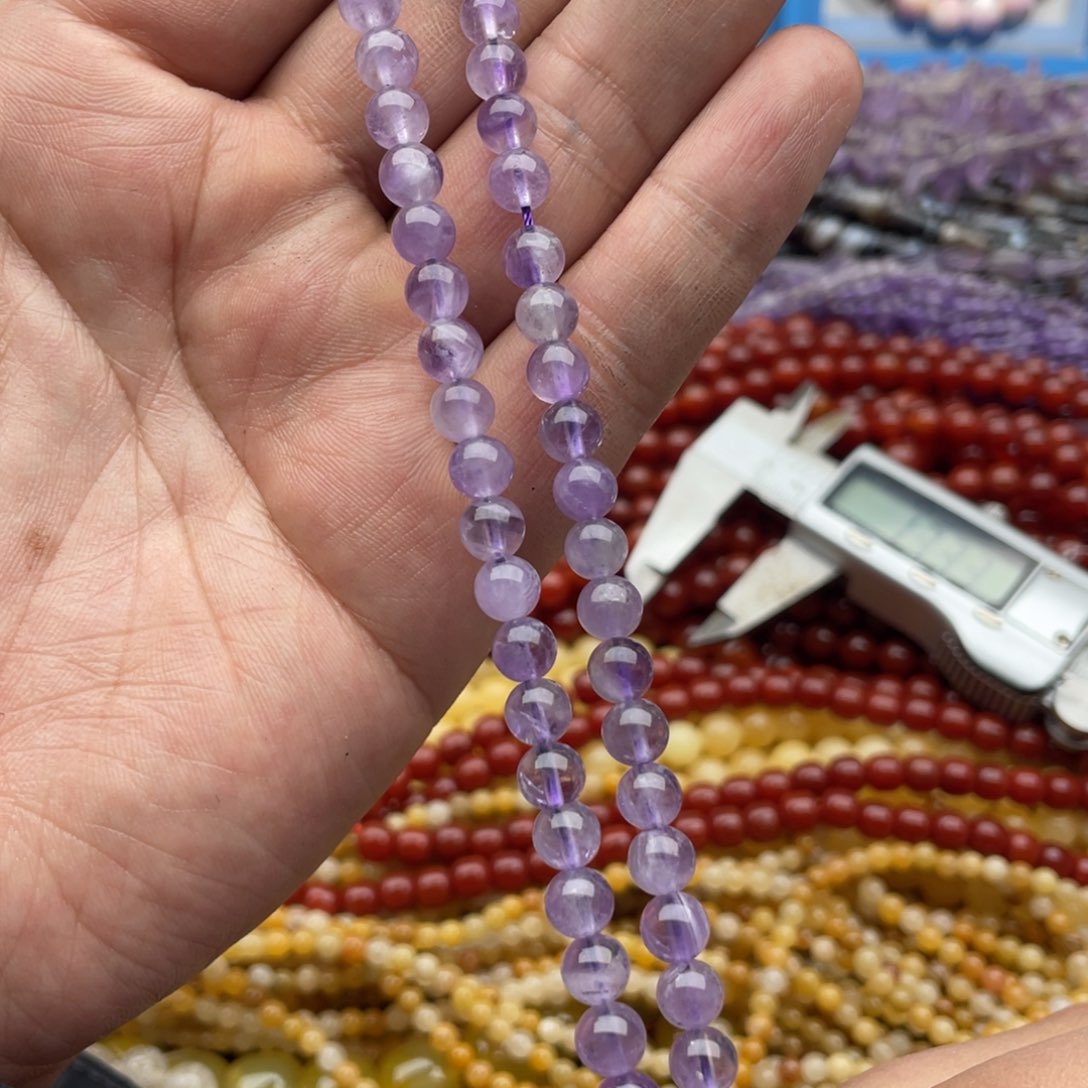 玛瑙/玉髓珠宝半成品未镶嵌一条装6mm紫水圆珠