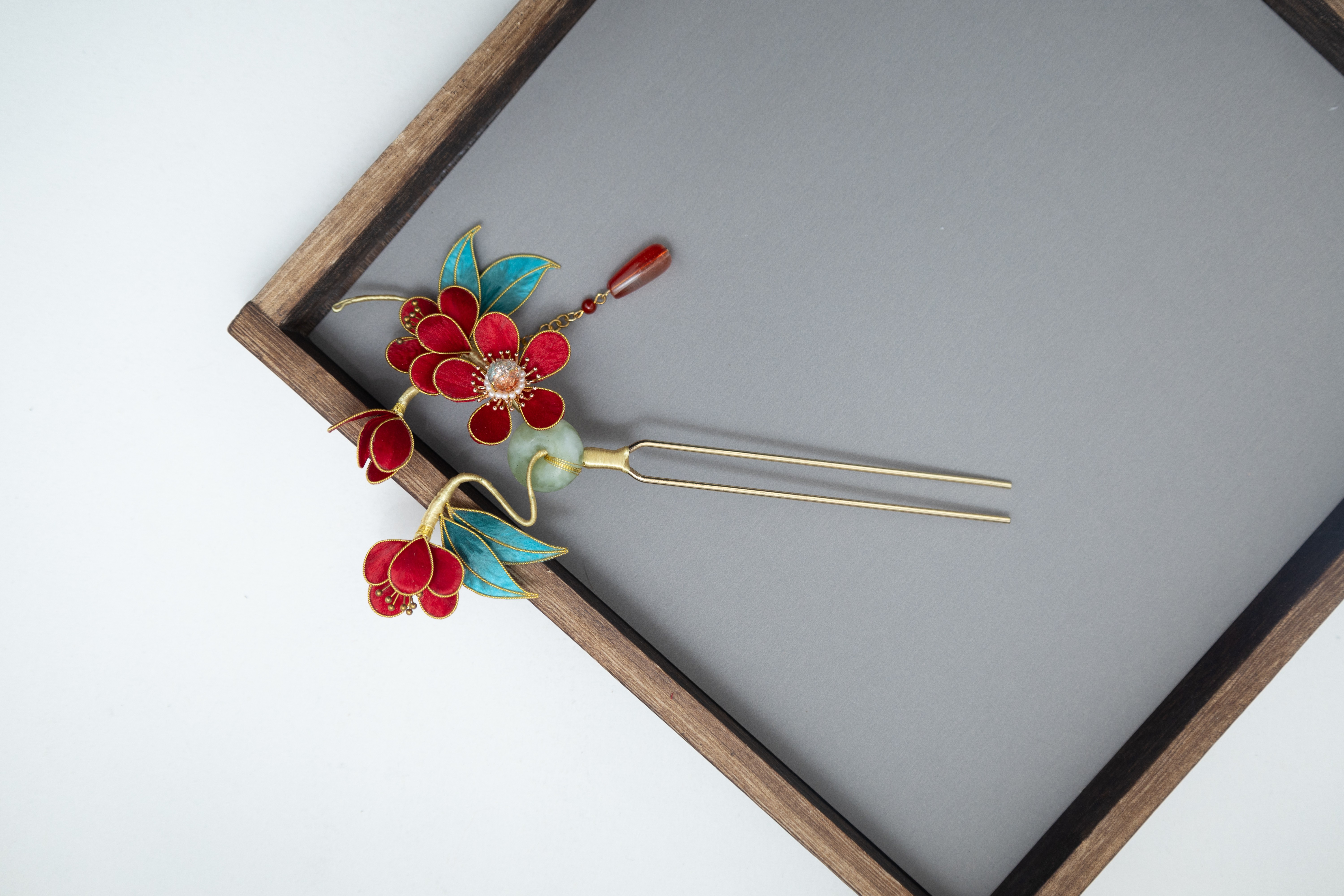 女卡通风公主风发簪发饰复古步摇古装头饰烧蓝可爱旗袍明制