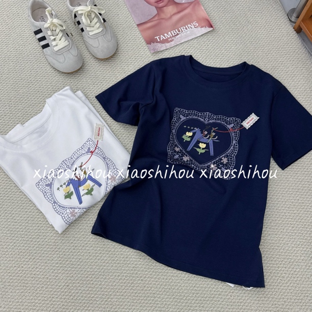 小时候女装店（no退no换）卡通花朵木马T恤08228