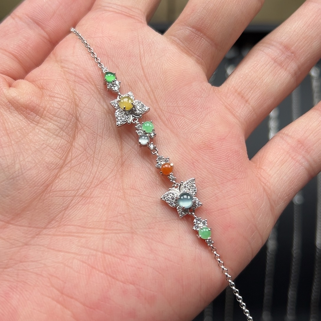 翡翠银S925镶嵌手链