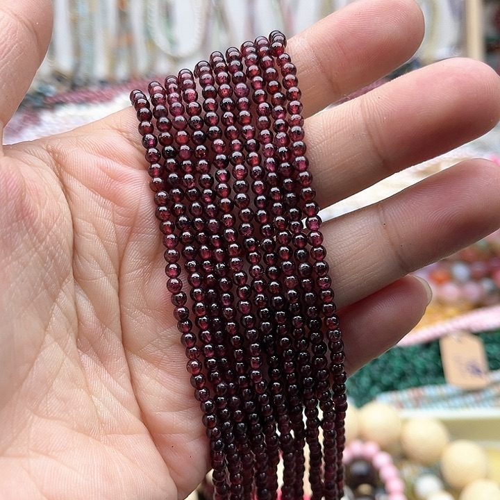 玛瑙/玉髓珠宝半成品未镶嵌一条3mm左右石榴石珠