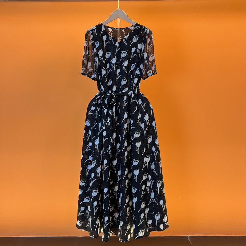 【老杨专属】2025夏季新款法式优雅设计师款收腰显瘦连衣裙-5502-23