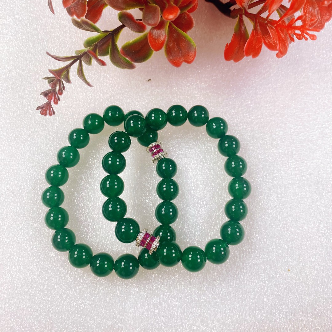 【小天总】 TC01039 天承妮佳碧绿豪配玛瑙手串 (多样性发其一)