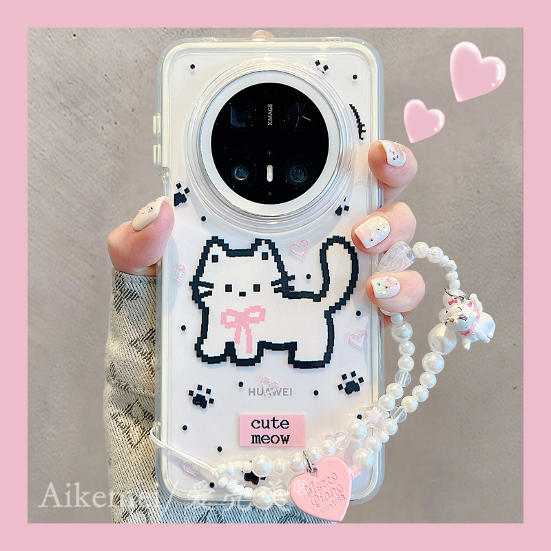 适用华为mate70pro+手机壳mate60pro三合一小猫mate50pro猫爪爱心