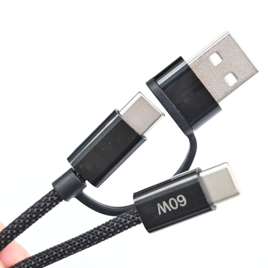 李森编织双头Type-C数据线A-C数据线PD快充两端C-C口USB-C线60W