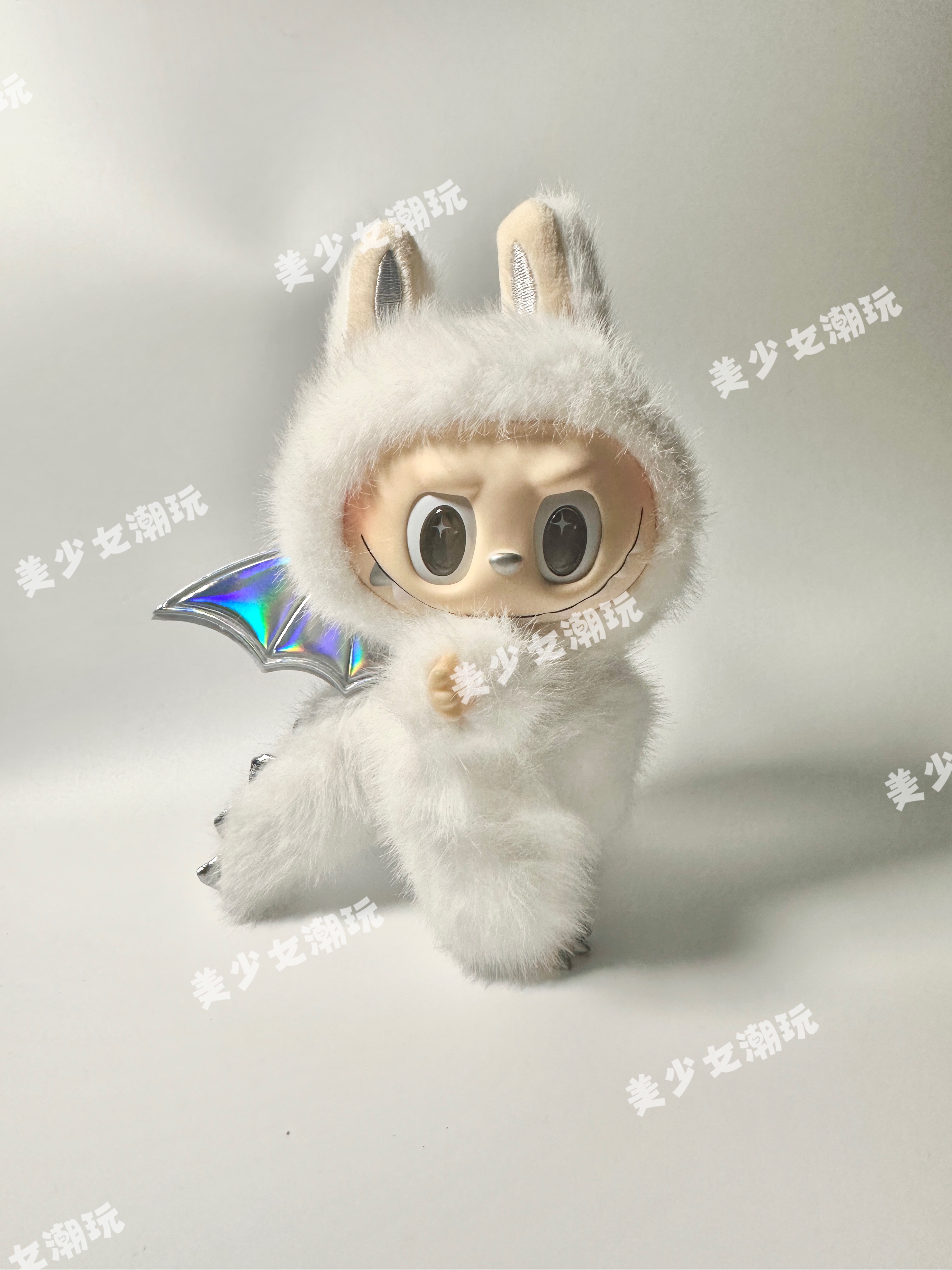 手工改娃白色天使毛绒挂件