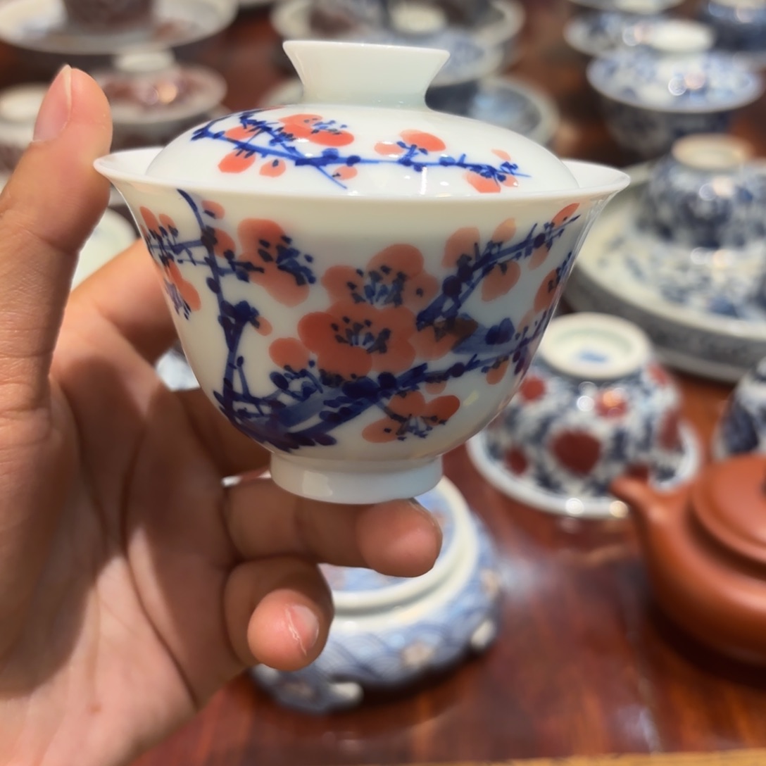 瓷片景德镇写意铃铛小盖碗70cc