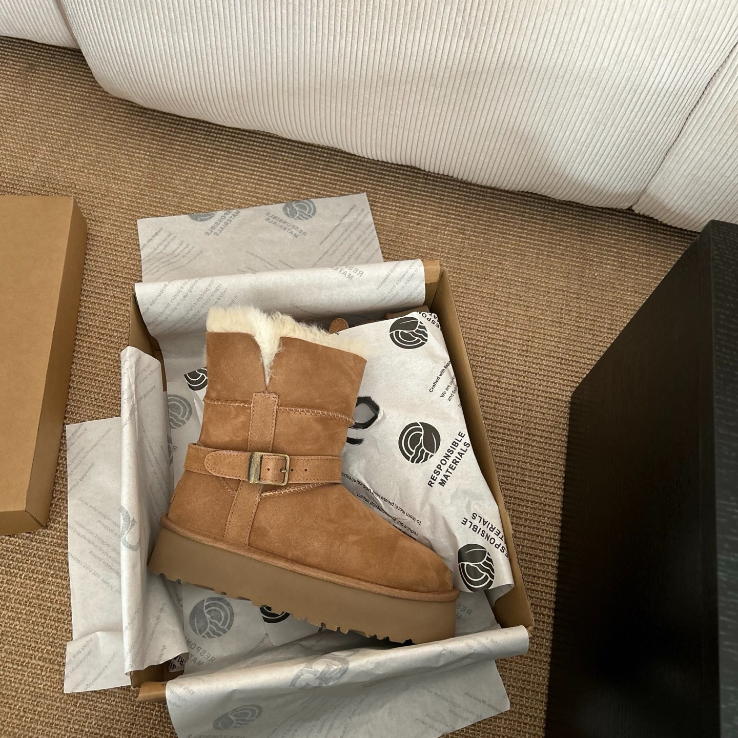 桑坡纯原骑士厚底增高短筒雪地靴皮毛一体棉鞋女士冬季保暖加绒