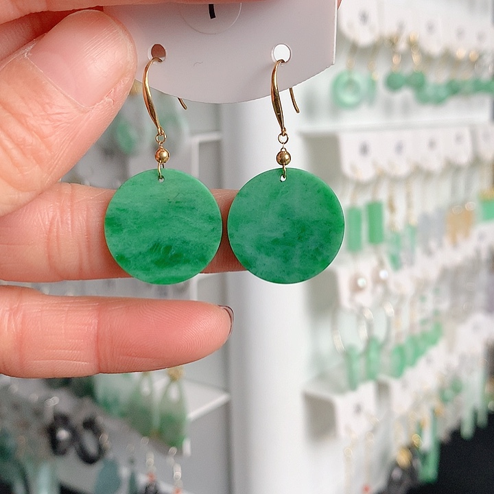 翡翠耳饰18K金镶嵌翡翠