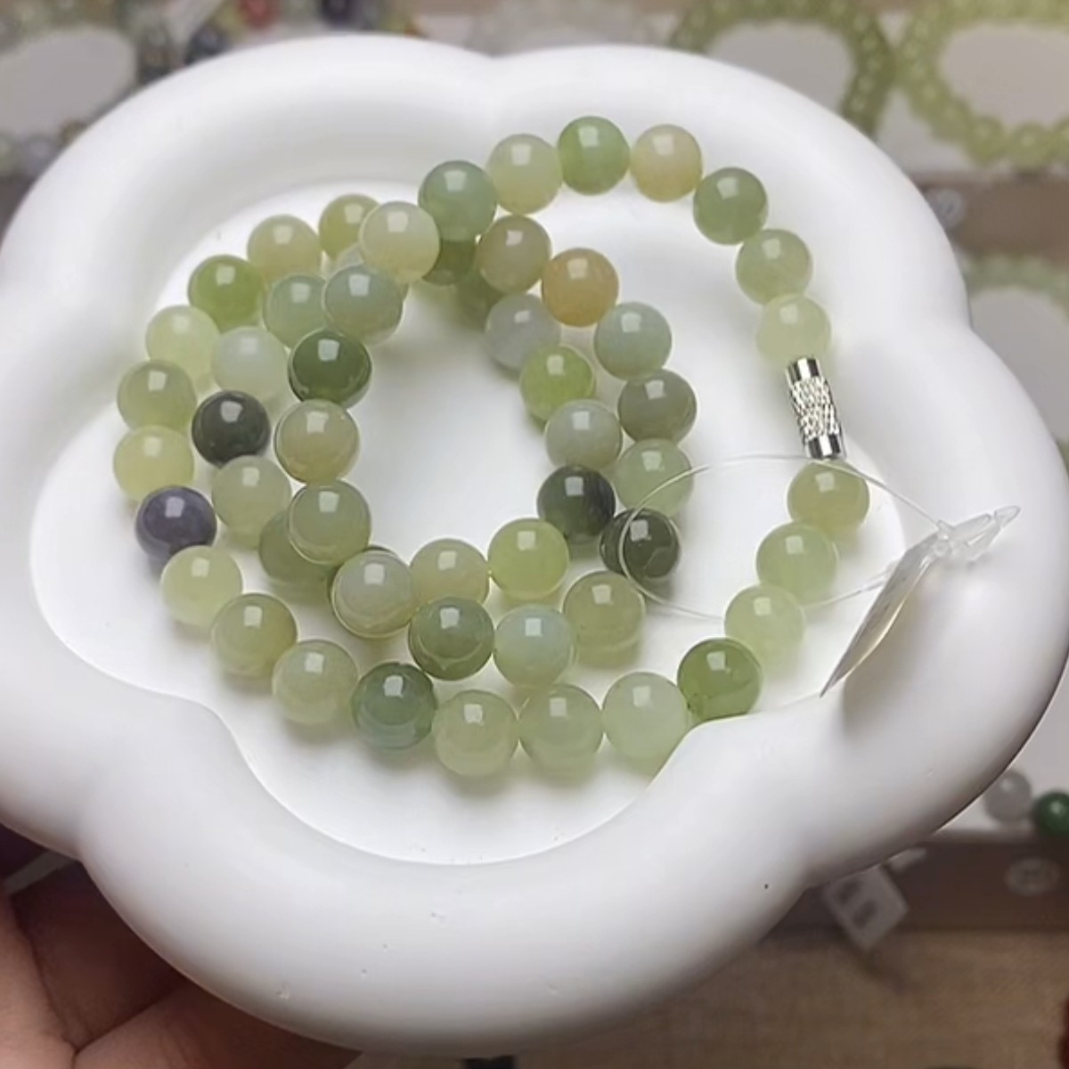 和田玉卡8多宝项链