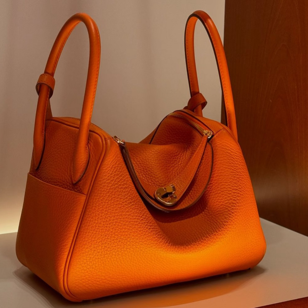99新 Hermes/爱马仕 爱马仕lindy34爱马仕橙色框N 手提包8987071