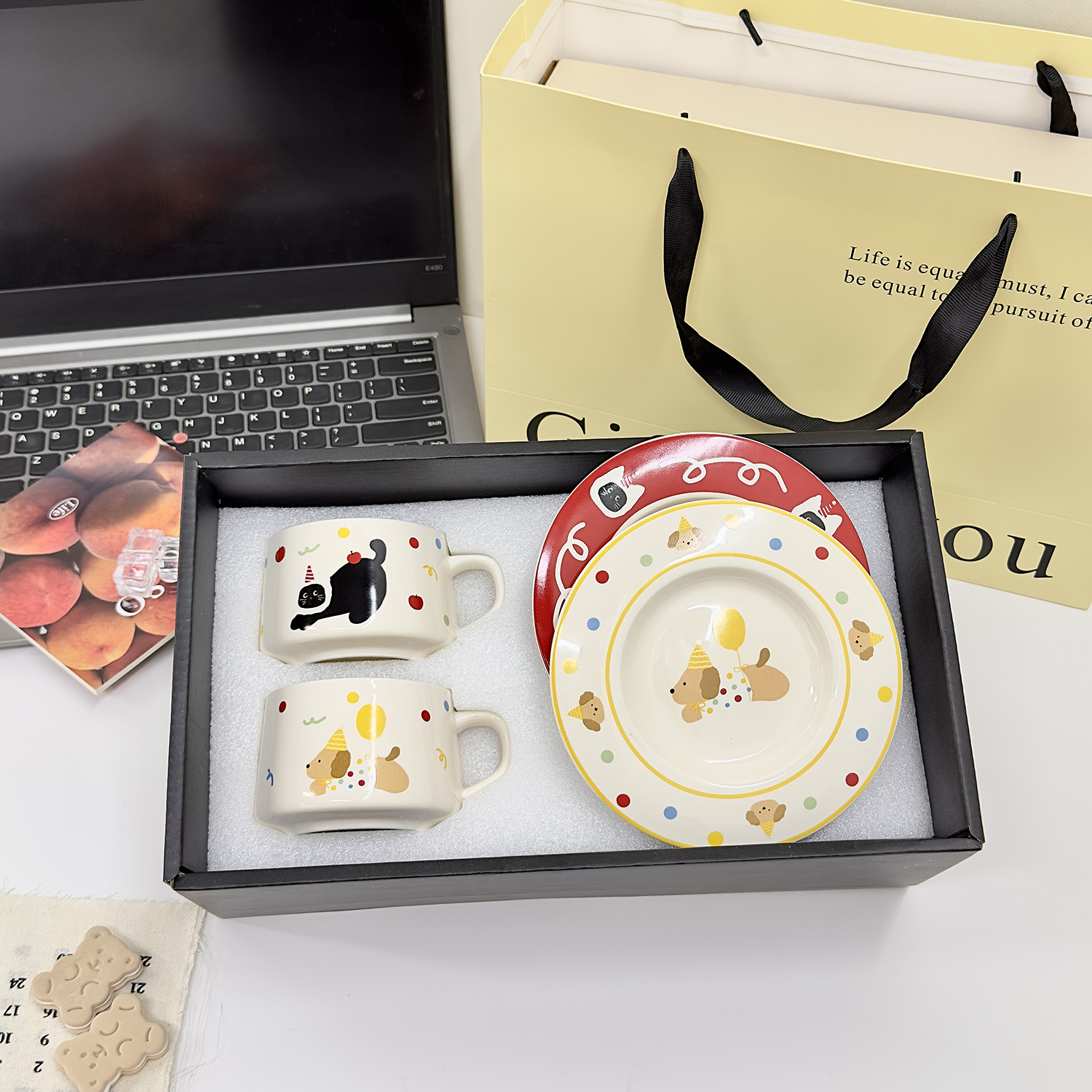 可爱陶瓷咖啡杯碟套装水杯情侣杯超好看的杯子送朋友生日礼物女生