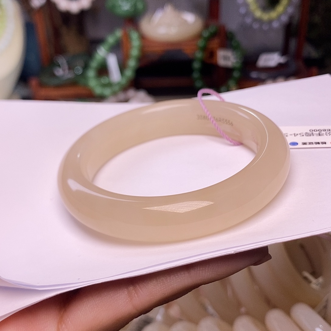 和田玉藕粉老料红粉收藏手镯55未镶嵌