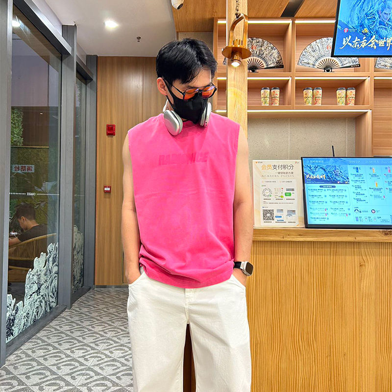 直下摆夏季训练字母速干印染无袖印花百搭马甲休闲背心健身常规