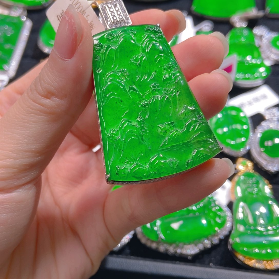 翡翠吊坠(不含链)银S925镶嵌