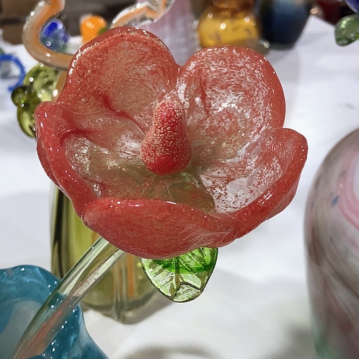 琉璃高45厘米琉璃红色花