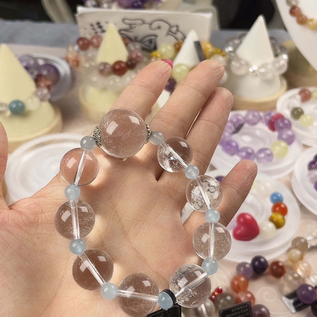 银S925镶嵌手链烟晶