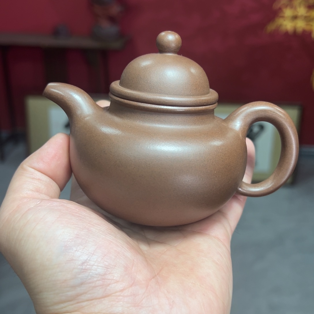 茶壶紫砂一厂紫泥掇球微瑕不配礼盒