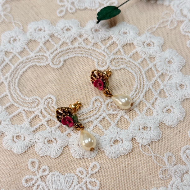 钛钢仿珍珠耳饰 【六六中古】孤品复古耳钉th7626