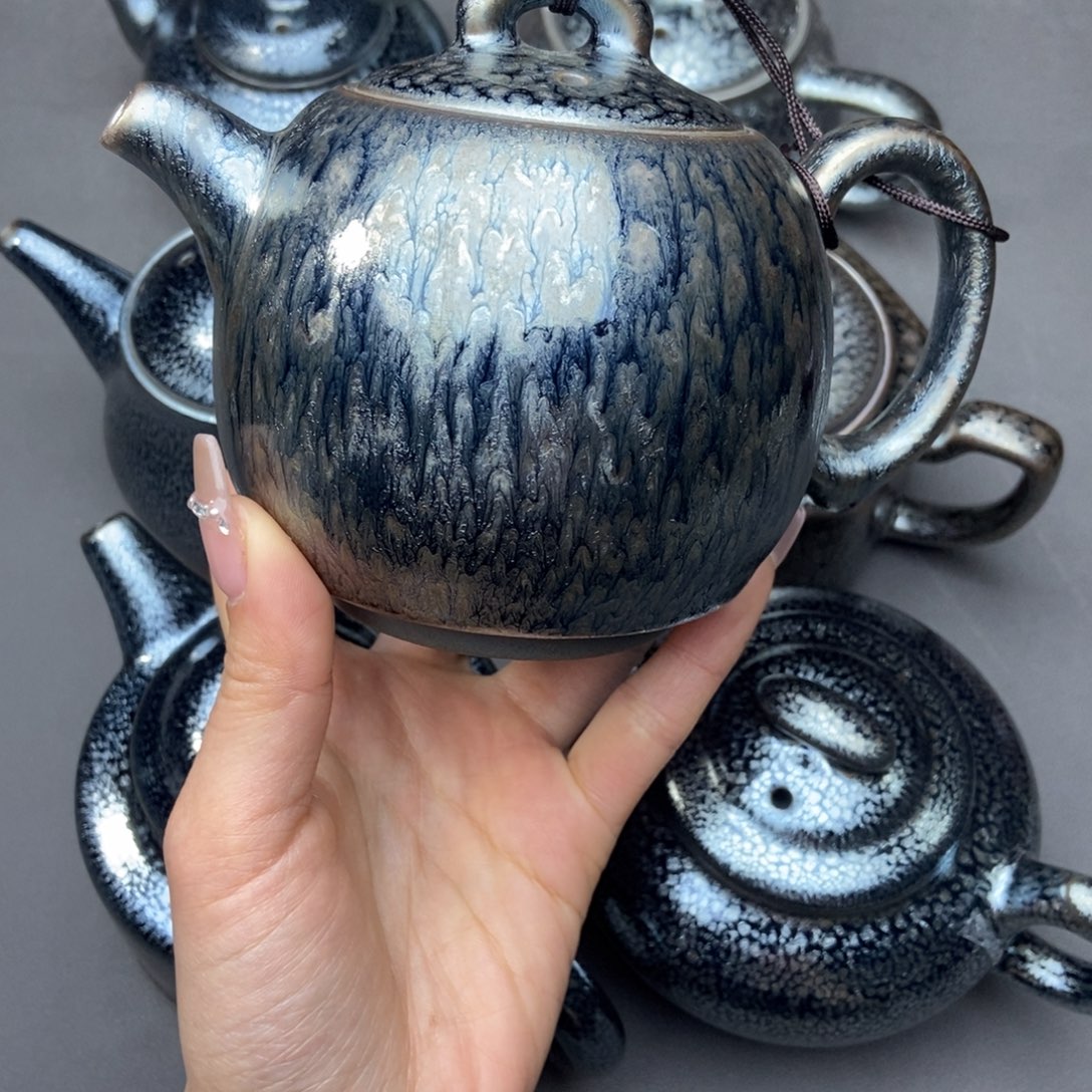 茶盏千**线建阳建盏铁胎壶