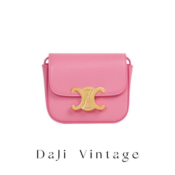 95新 Celine/思琳 大吉中古/Celine凯旋门粉色mini斜挎包