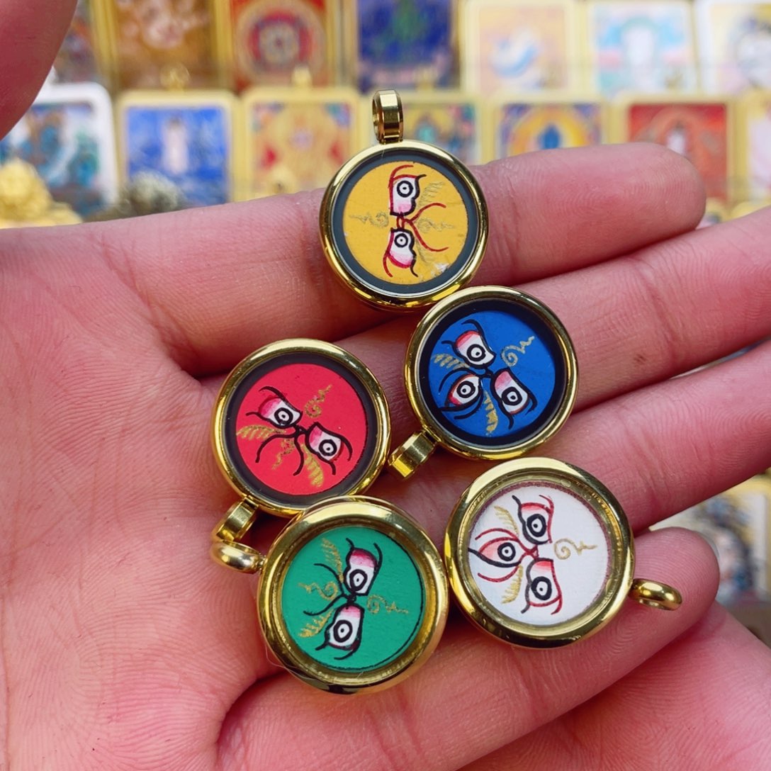 吊坠纯手绘唐卡五路法眼