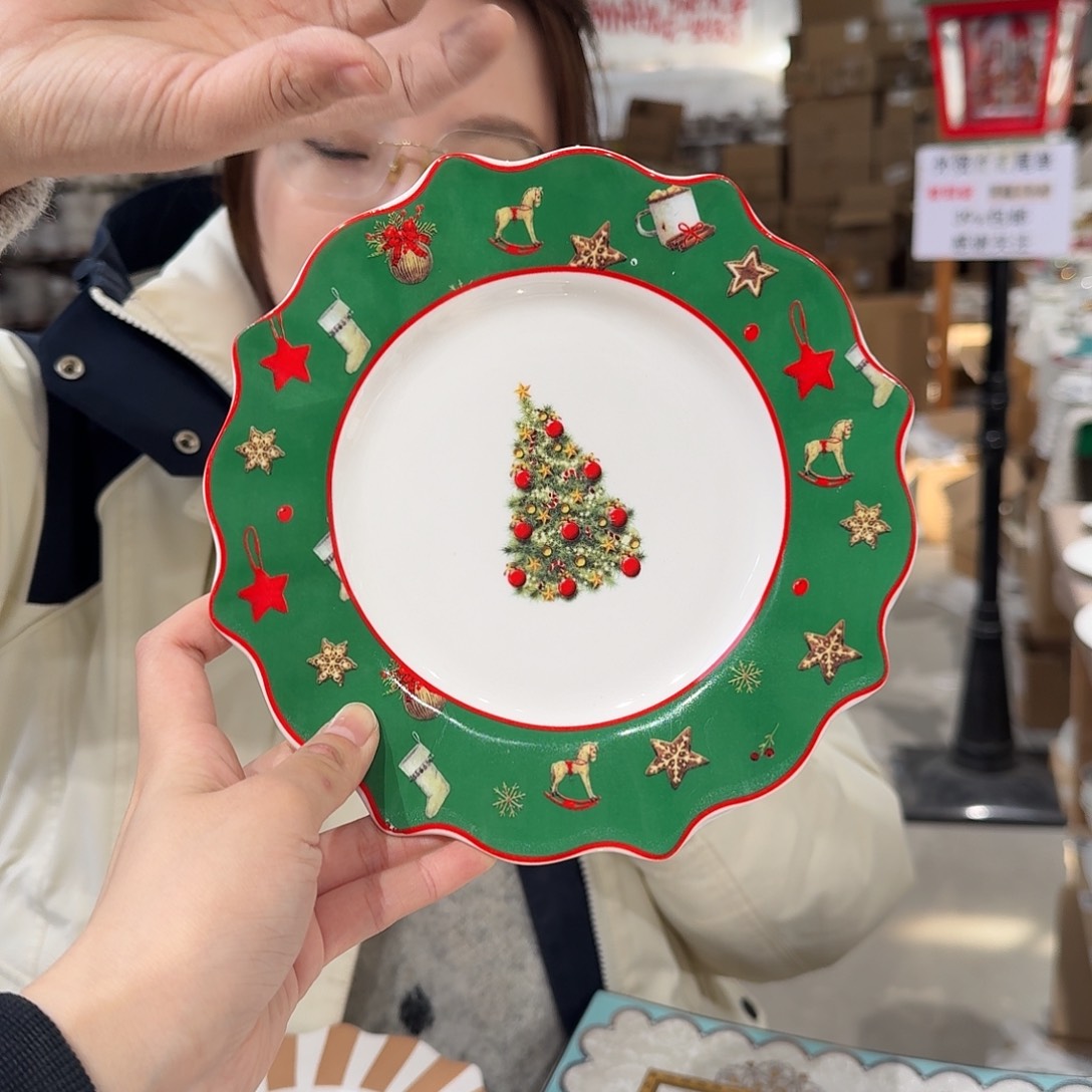 瓷春****皮7.5英寸平盘19cm外贸尾单