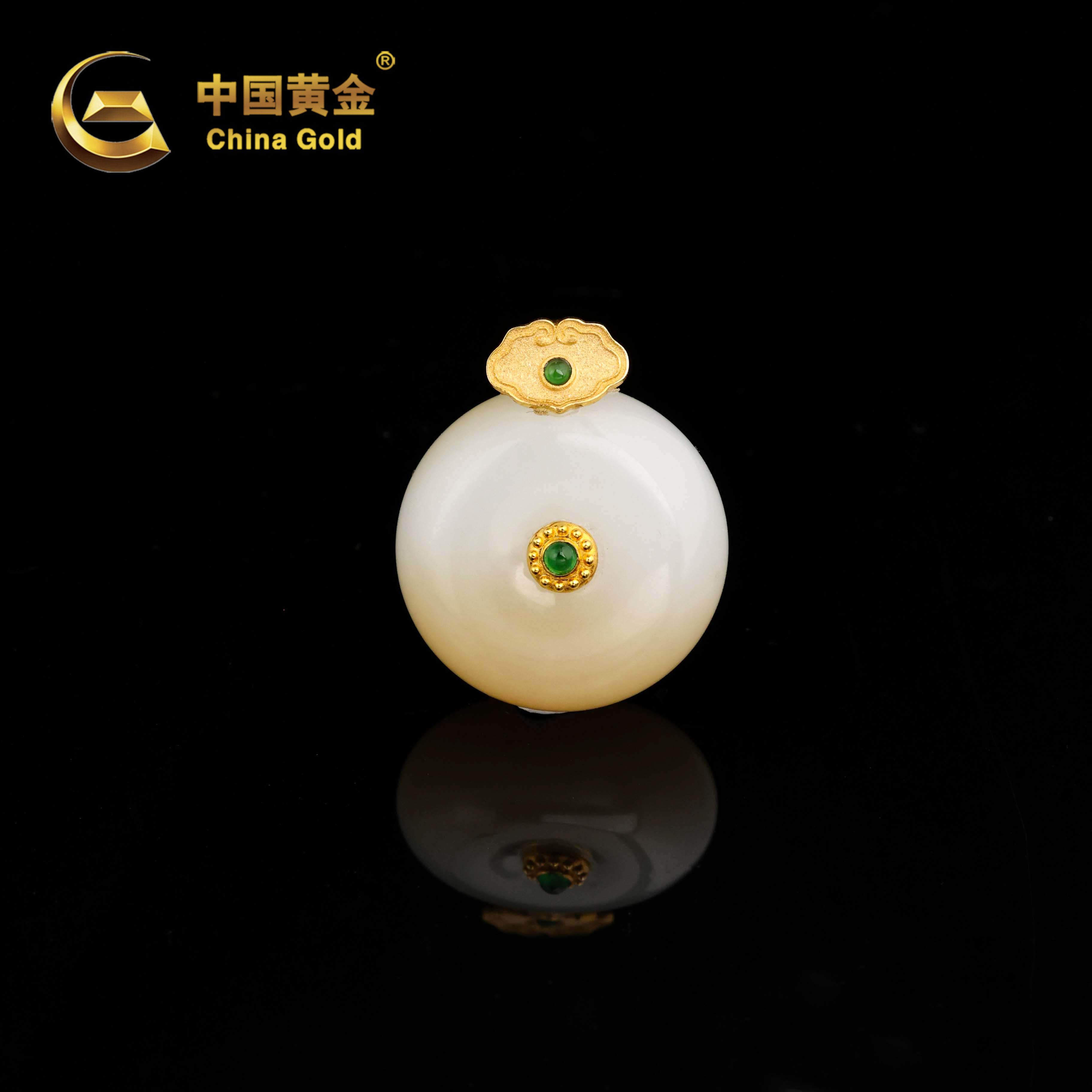 【中国黄金】安糖 | 和田玉*吊坠*18k金镶嵌-D11184-Y