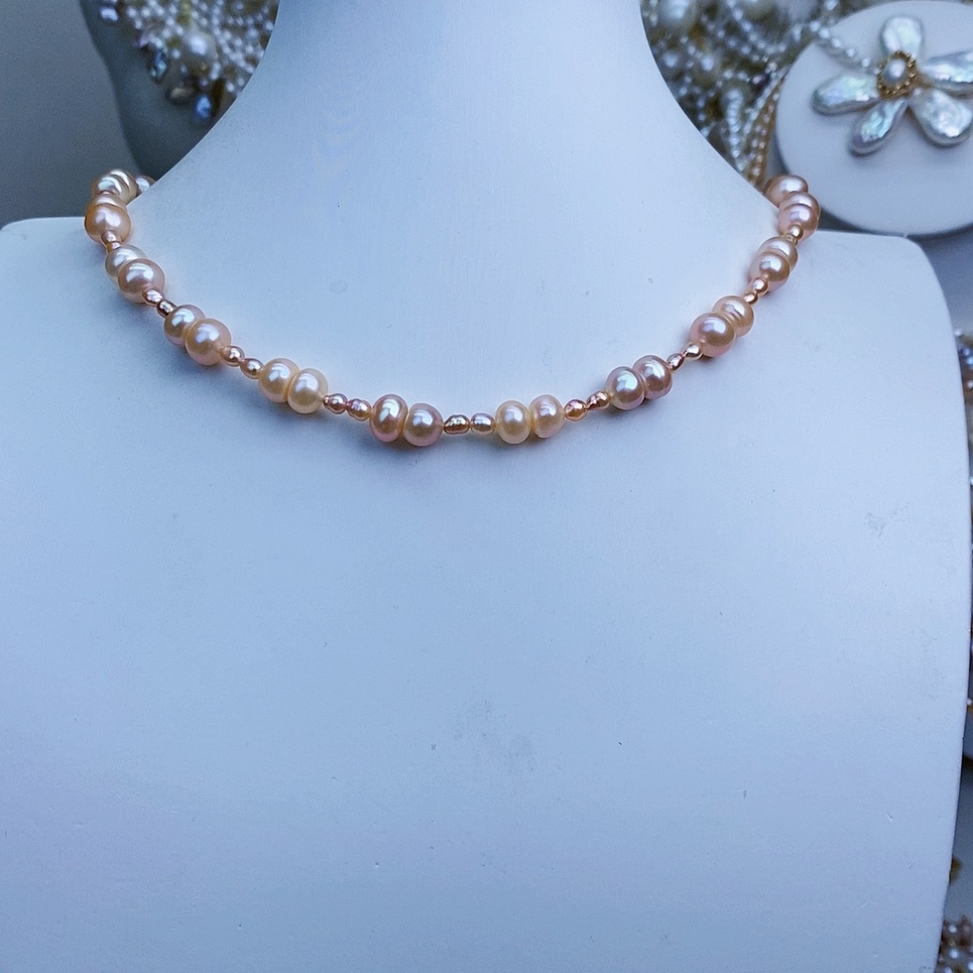 淡水珍珠颈饰银S925镶嵌