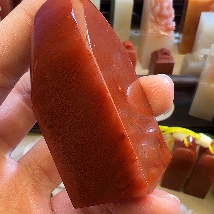 清***月寿山石印石水冻桃花