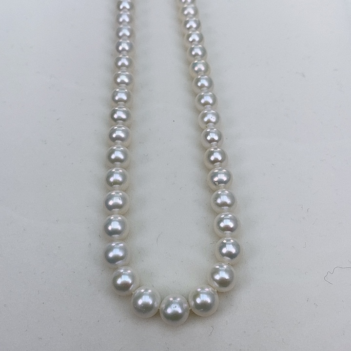 淡水珍珠颈饰银S925镶嵌7-8正圆炫彩极强光